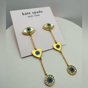 KATE SPADE 🧿 Evil Eye Triple Linear Earrings NEW